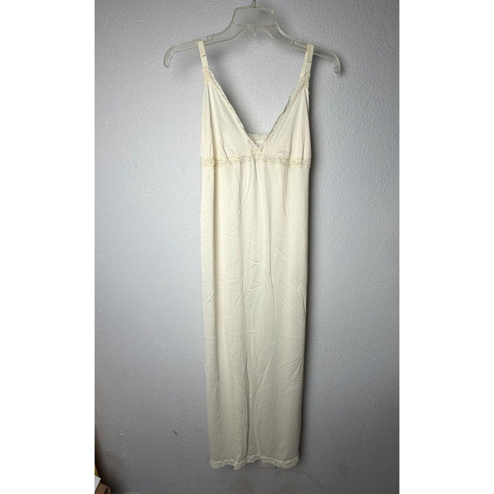 Vintage Motherhood Slip‎ Dress Women's Medium White V Neck Coquette Balletcore